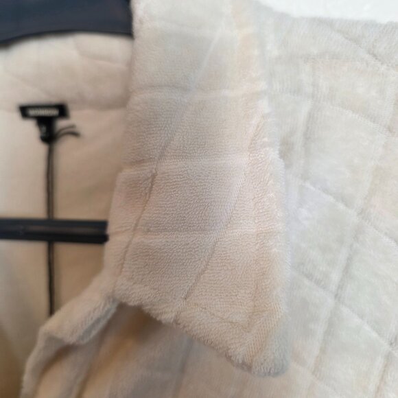 Monrow Women's Terry Cloth Button-Up Shirt Short Sleeves Oversize Ivory Small - Picture 5 of 14